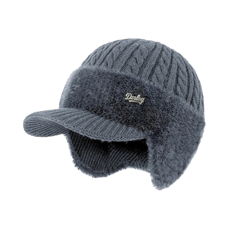 Trapper Hat Winter Knit Beanie Ear Flaps Faux Fur Lined - Image 1