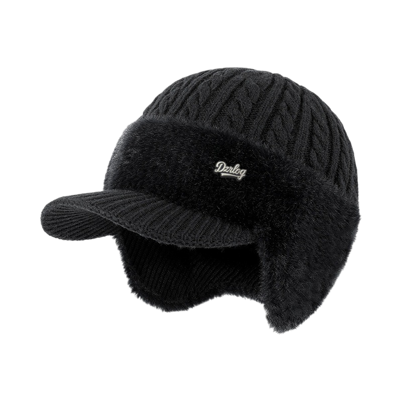Trapper Hat Winter Knit Beanie Ear Flaps Faux Fur Lined - Image 2