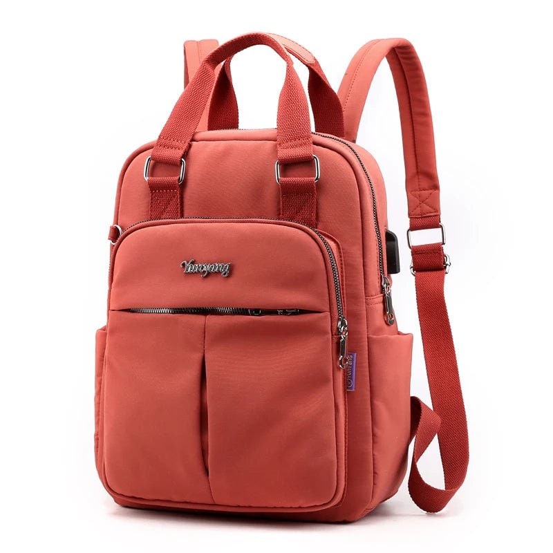 Travel Backpack Women's Laptop Water Resistant USB Charging Port Nylon - Image 12