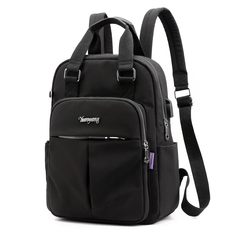 Travel Backpack Women's Laptop Water Resistant USB Charging Port Nylon - Image 13