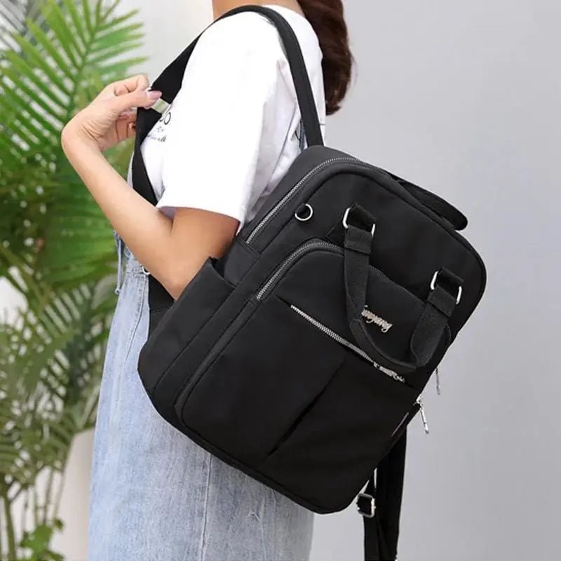 Travel Backpack Women's Laptop Water Resistant USB Charging Port Nylon - Image 3
