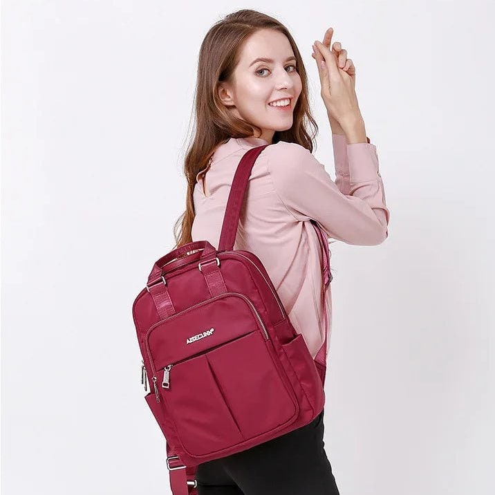 Travel Backpack Women's Laptop Water Resistant USB Charging Port Nylon - Image 4