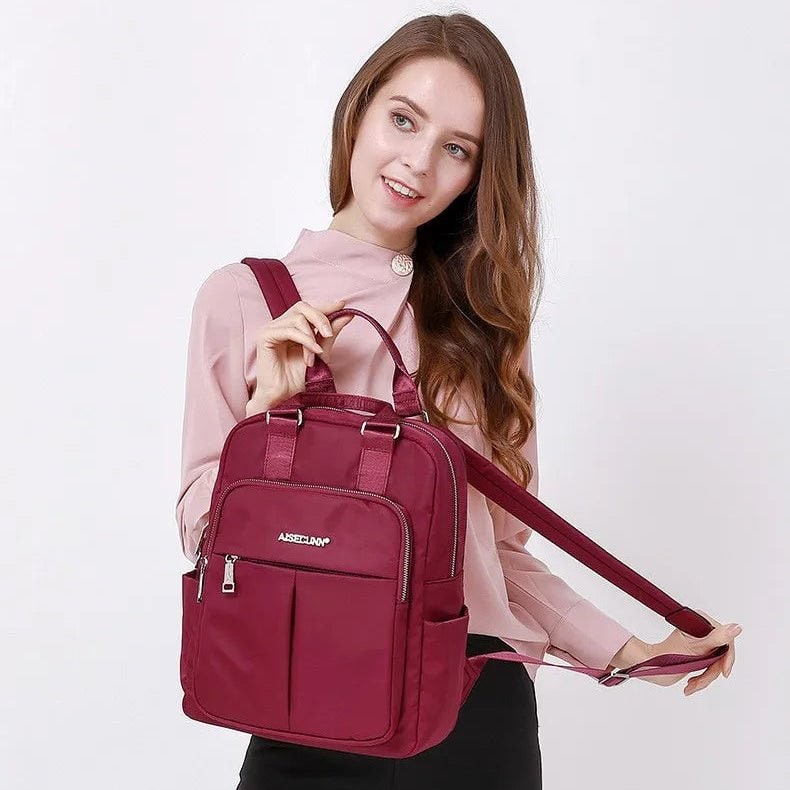 Travel Backpack Women's Laptop Water Resistant USB Charging Port Nylon - Image 5