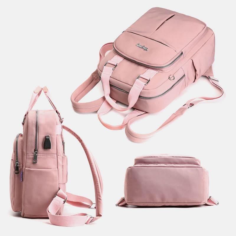 Travel Backpack Women's Laptop Water Resistant USB Charging Port Nylon - Image 6