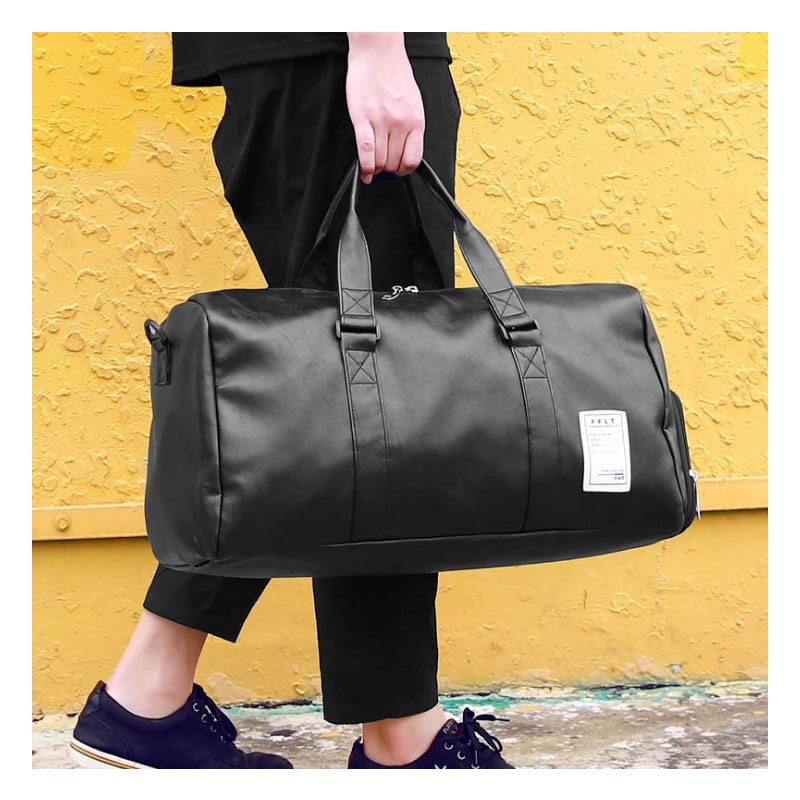 Travel Gym Duffel Bag with Shoulder Strap Water Resistant Leather Duffle for Sports and Storage - Image 3