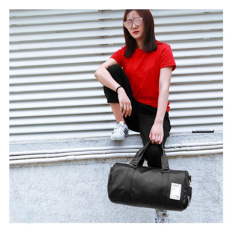 Travel Gym Duffel Bag with Shoulder Strap Water Resistant Leather Duffle for Sports and Storage - Image 5