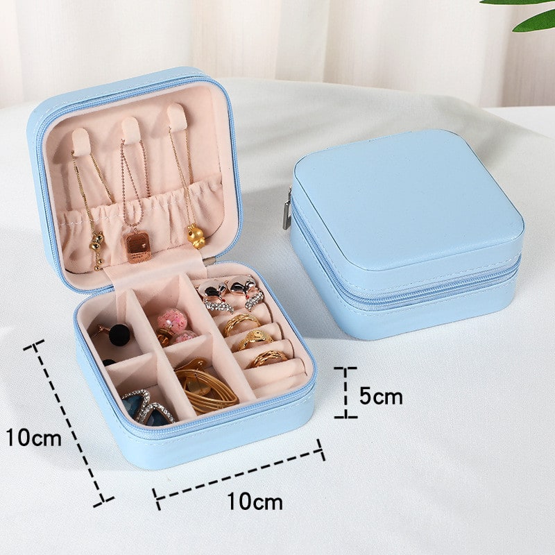 Travel Jewelry Box Organizer Case with Velvet Lining Padded Ring Rolls and Removable Dividers - Image 6