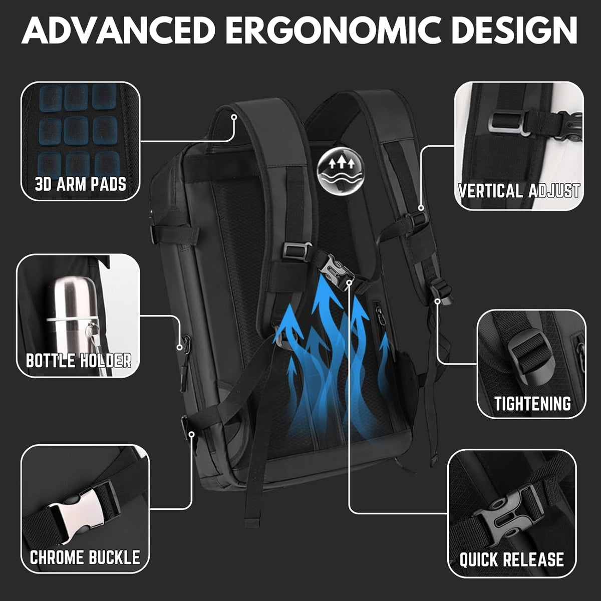 Travel Laptop Backpack with USB Charging Port Water-Resistant Carry on for Business - Image 8