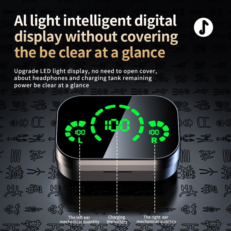 True Wireless Earbuds with Mic and Digital Display in Ear Bluetooth Tws Waterproof - Image 9