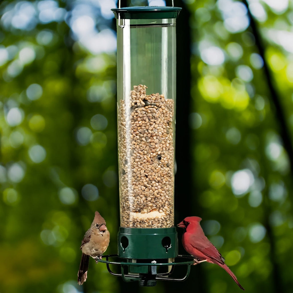 Tube Bird Feeder with Weight-Activated Spinning Perch Squirrel Proof Guard Cardinal - Image 1