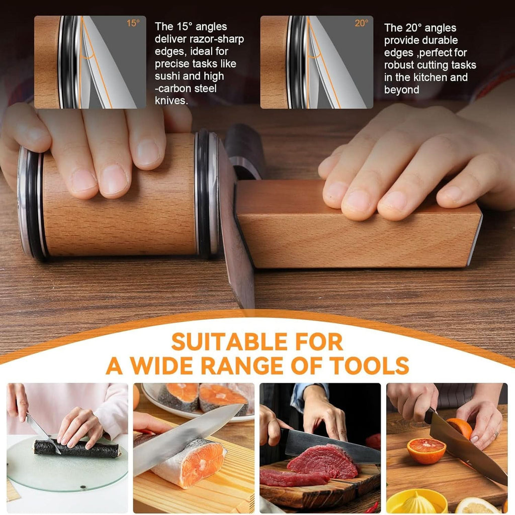 Tumbler Knife Sharpener Rolling Portable Handheld Wood Magnetic Angle Diamond Roller - Image 5