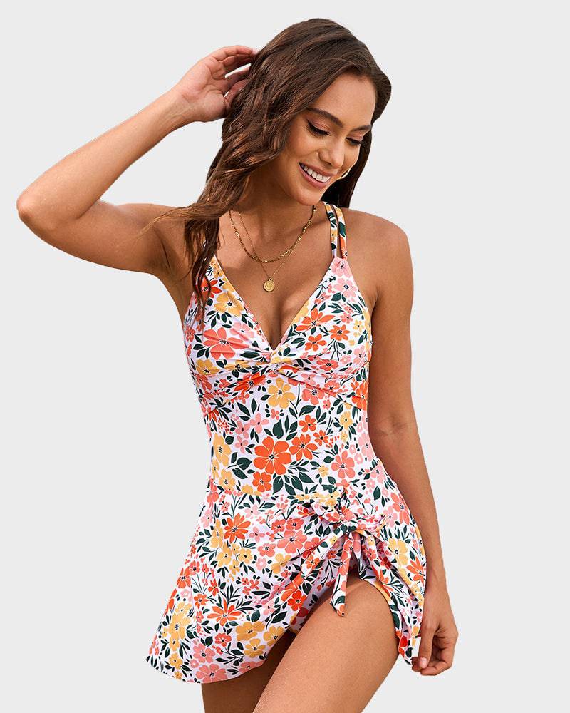 Twist-Front Flattering Swim Dress Tankini for Women — close-up