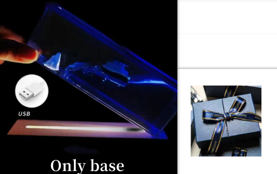 Unsinkable Ship Fluid Wave Paperweight with LED Light and Wooden Base - Image 1