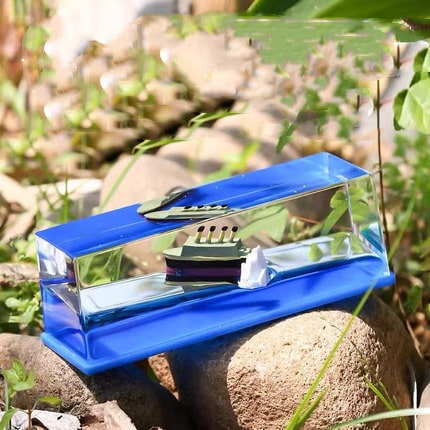 Unsinkable Ship Fluid Wave Paperweight with LED Light and Wooden Base - Image 14