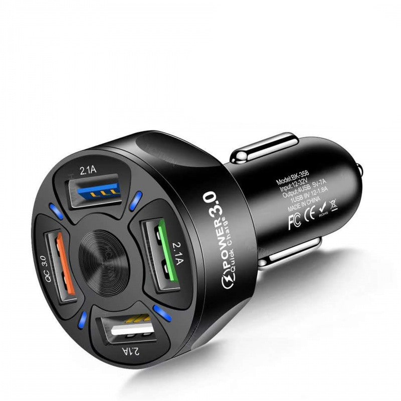 USB Car Charger and Phone with Four Ports Qc 3.0 Fast Charge and LED Indicator Usbc - Image 4