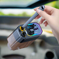 USB Car Charger with Retractable Dual Cables Fast Charging Phone Digital Voltage Display and Rgb LED - Image 1