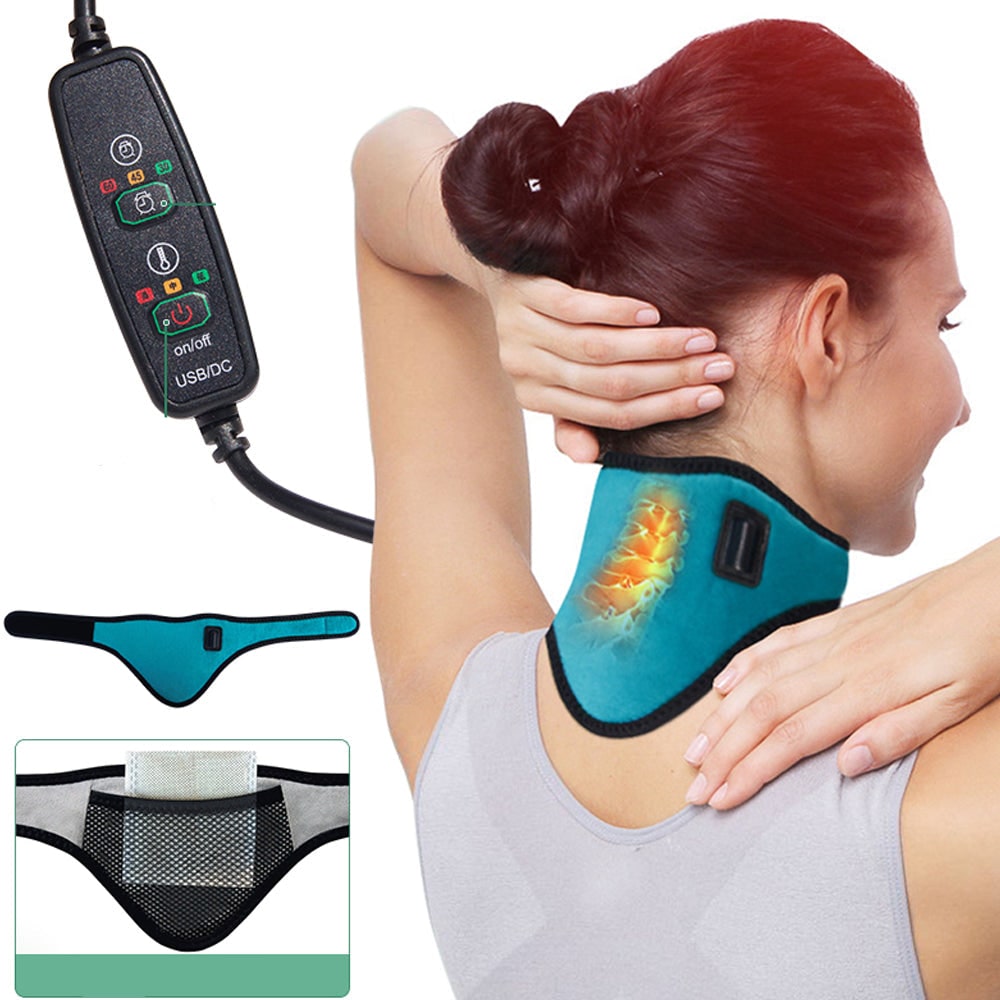 USB Electric Heated Neck Wrap and Heating Pad with Temperature Controller for Pain Relief - Image 1