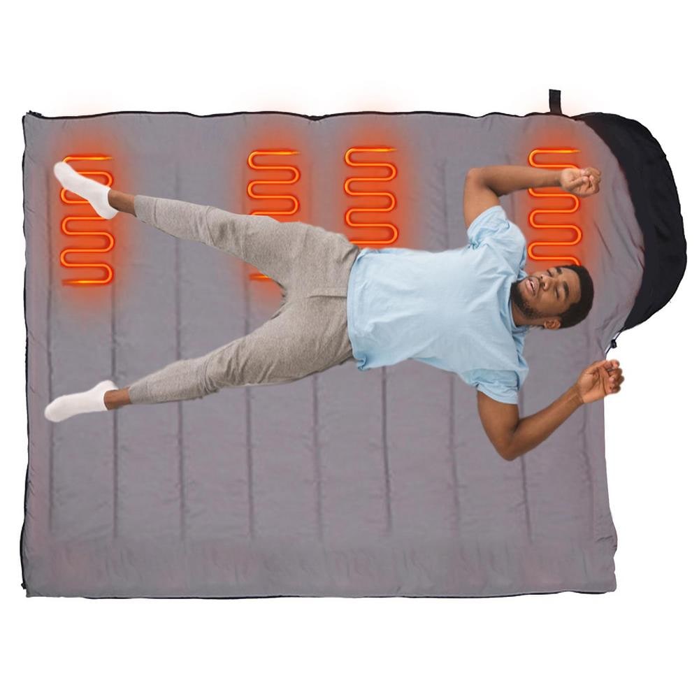 USB Heated Sleeping Bag with Four Heating Zones and Hood and Backpacking - Image 2