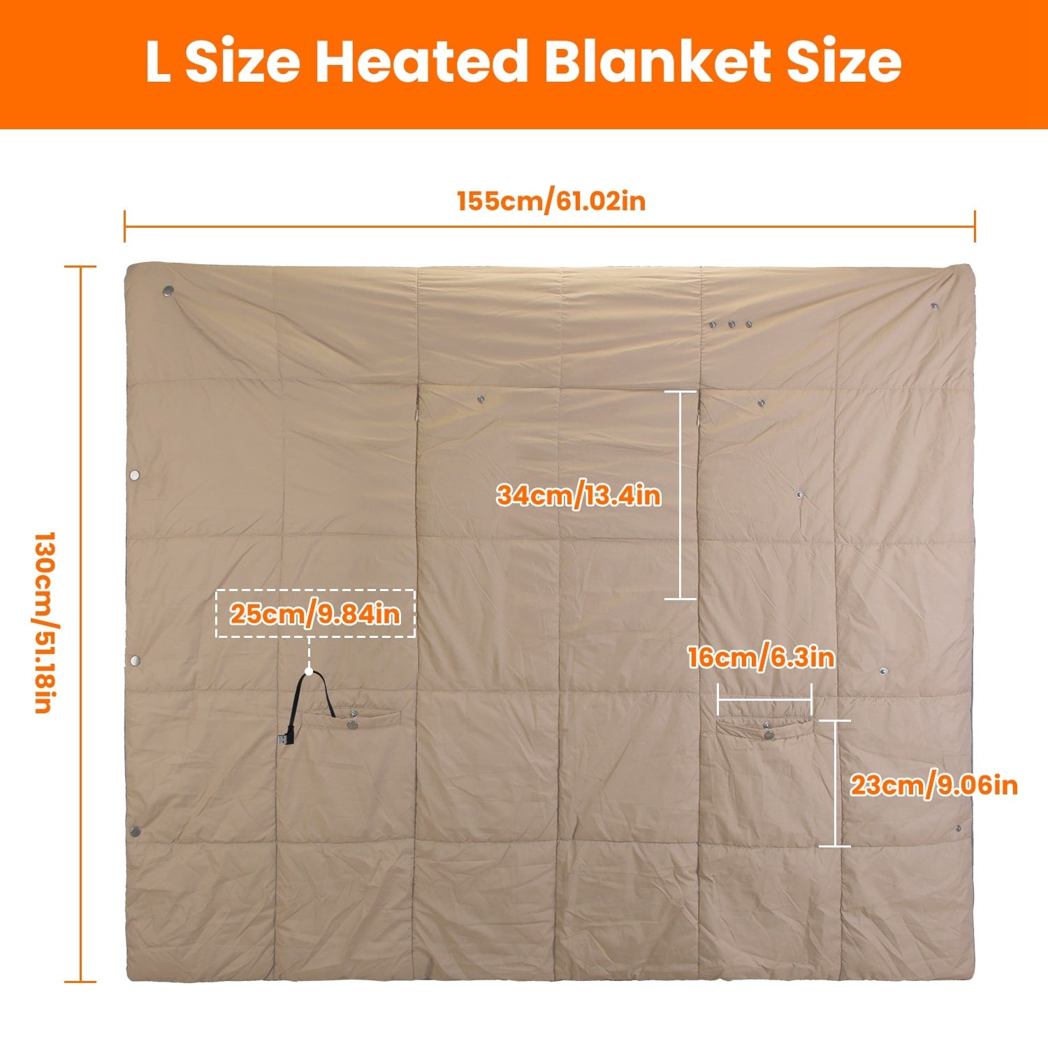USB Heated Wearable Blanket with Zippered Armholes Dual Controls and 6 Heating Zones - Image 1