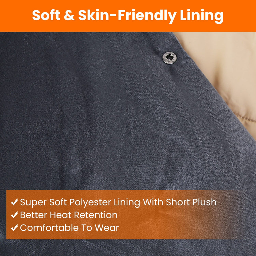 USB Heated Wearable Blanket with Zippered Armholes Dual Controls and 6 Heating Zones - Image 11