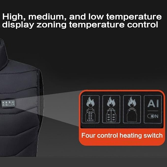 USB Rechargeable Heated Vest with 4 Heat Settings and Quilted Puffer Design - Image 7