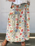 Vibrant Floral Print Elastic Waist Pocket Skirt