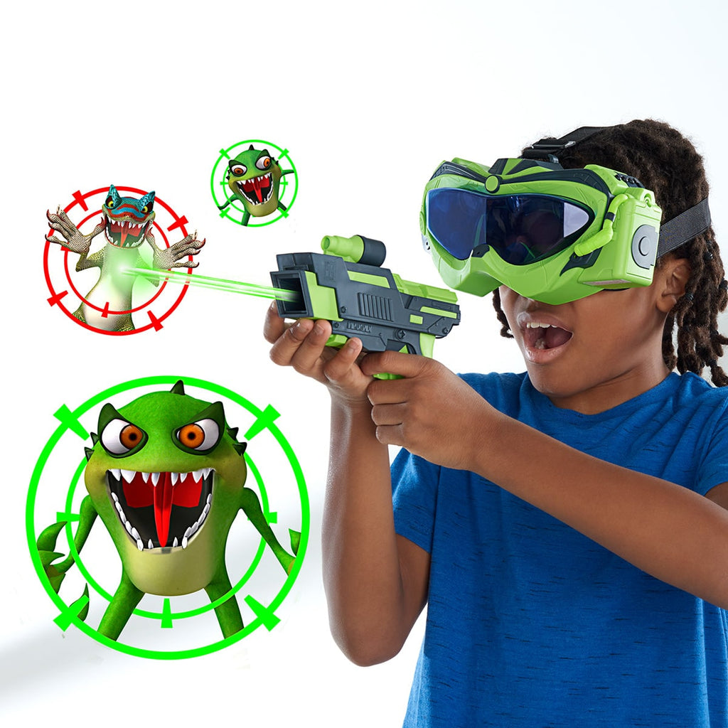 Virtual Reality Blaster Headset Set Adjustable Plastic Green Electronic Toy - Image 1