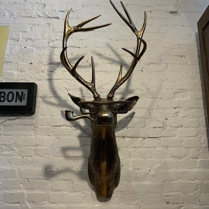 Wall Art Animal Head Sculpture with Textured Resin and Antique Gold Finish - Image 1