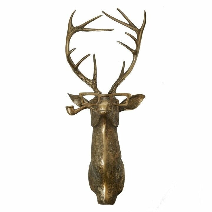 Wall Art Animal Head Sculpture with Textured Resin and Antique Gold Finish - Image 10