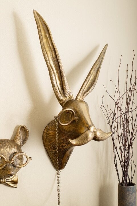 Wall Art Animal Head Sculpture with Textured Resin and Antique Gold Finish - Image 17