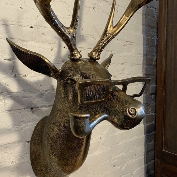 Wall Art Animal Head Sculpture with Textured Resin and Antique Gold Finish - Image 2