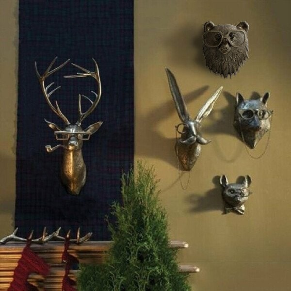 Wall Art Animal Head Sculpture with Textured Resin and Antique Gold Finish - Image 5