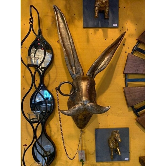 Wall Art Animal Head Sculpture with Textured Resin and Antique Gold Finish - Image 6
