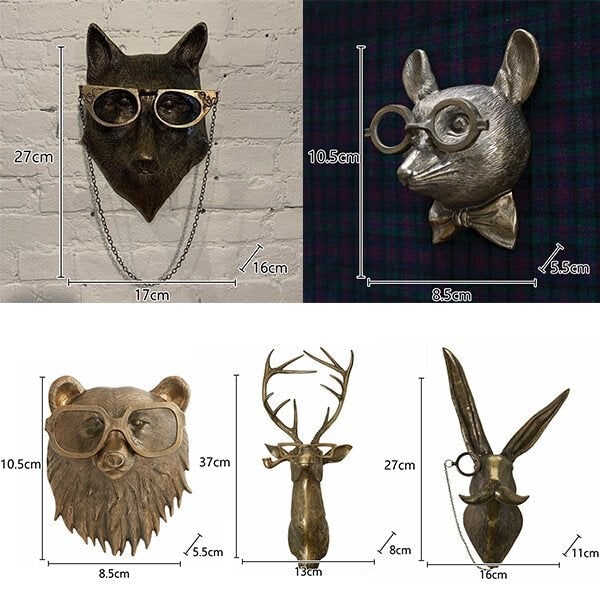 Wall Art Animal Head Sculpture with Textured Resin and Antique Gold Finish - Image 9
