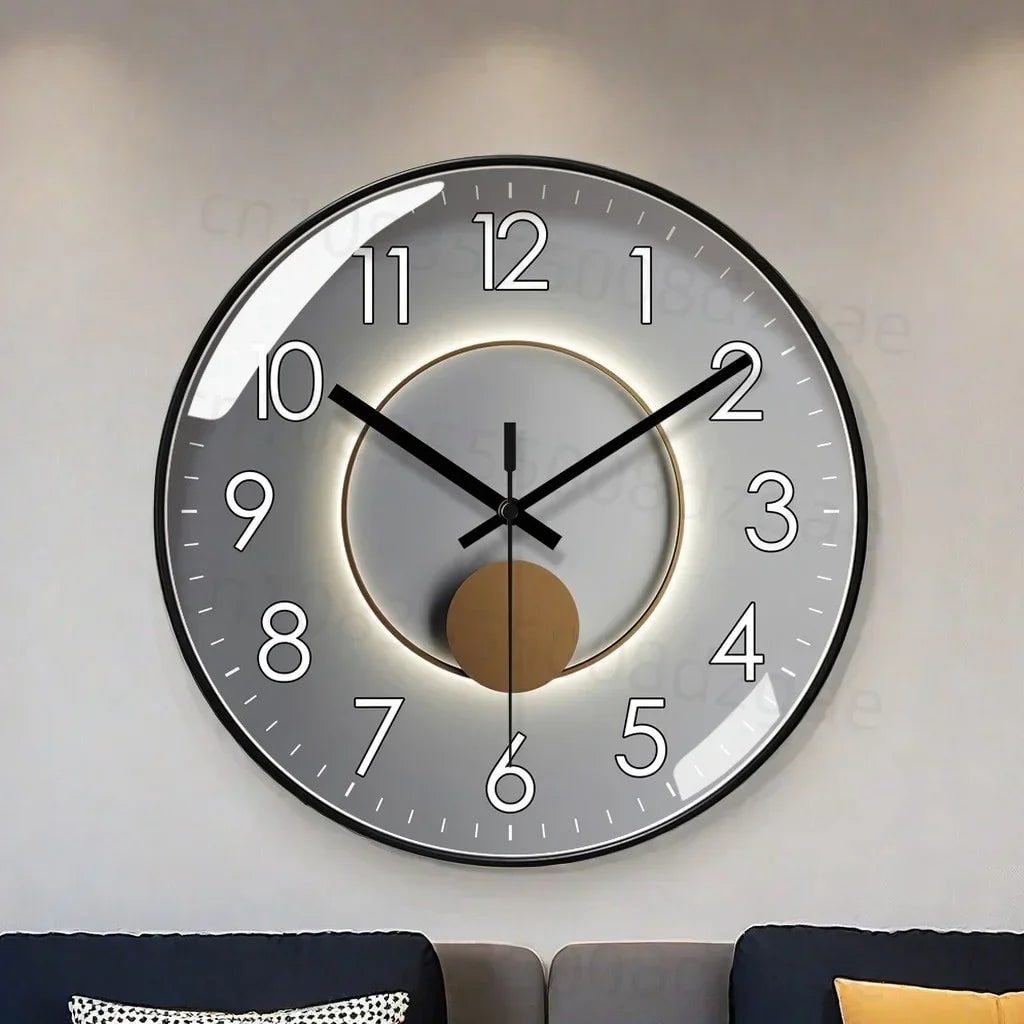 Wall Clock Silent Minimalist with Glass Cover and Analog Display - Image 1