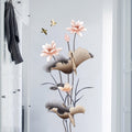 Wall Decal Custom Vinyl Stickers Peel Stick Lotus Flower Mural with Gold Accents and Flying Birds - Image 5
