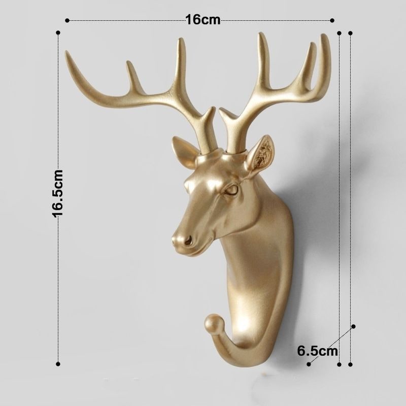 Wall Hook Animal Coat with Key Hanger for Decorative Resin Head Design with Curved - Image 3