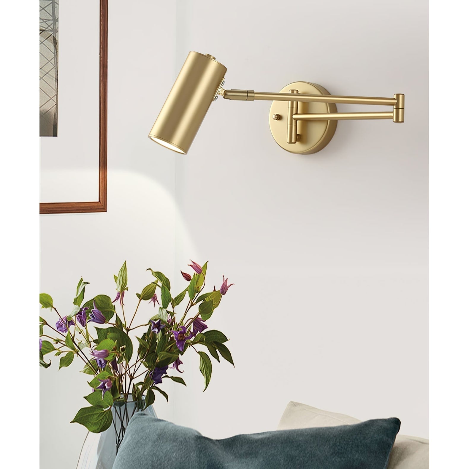 Wall Light Sconce with Adjustable Articulated Arm and Cylindrical Shade Exterior Lantern - Image 10