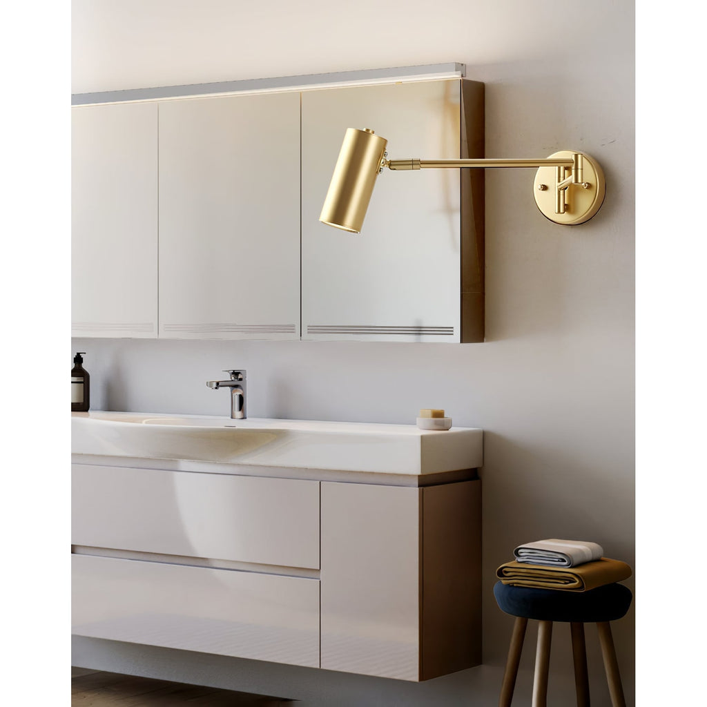 Wall Light Sconce with Adjustable Articulated Arm and Cylindrical Shade Exterior Lantern - Image 14