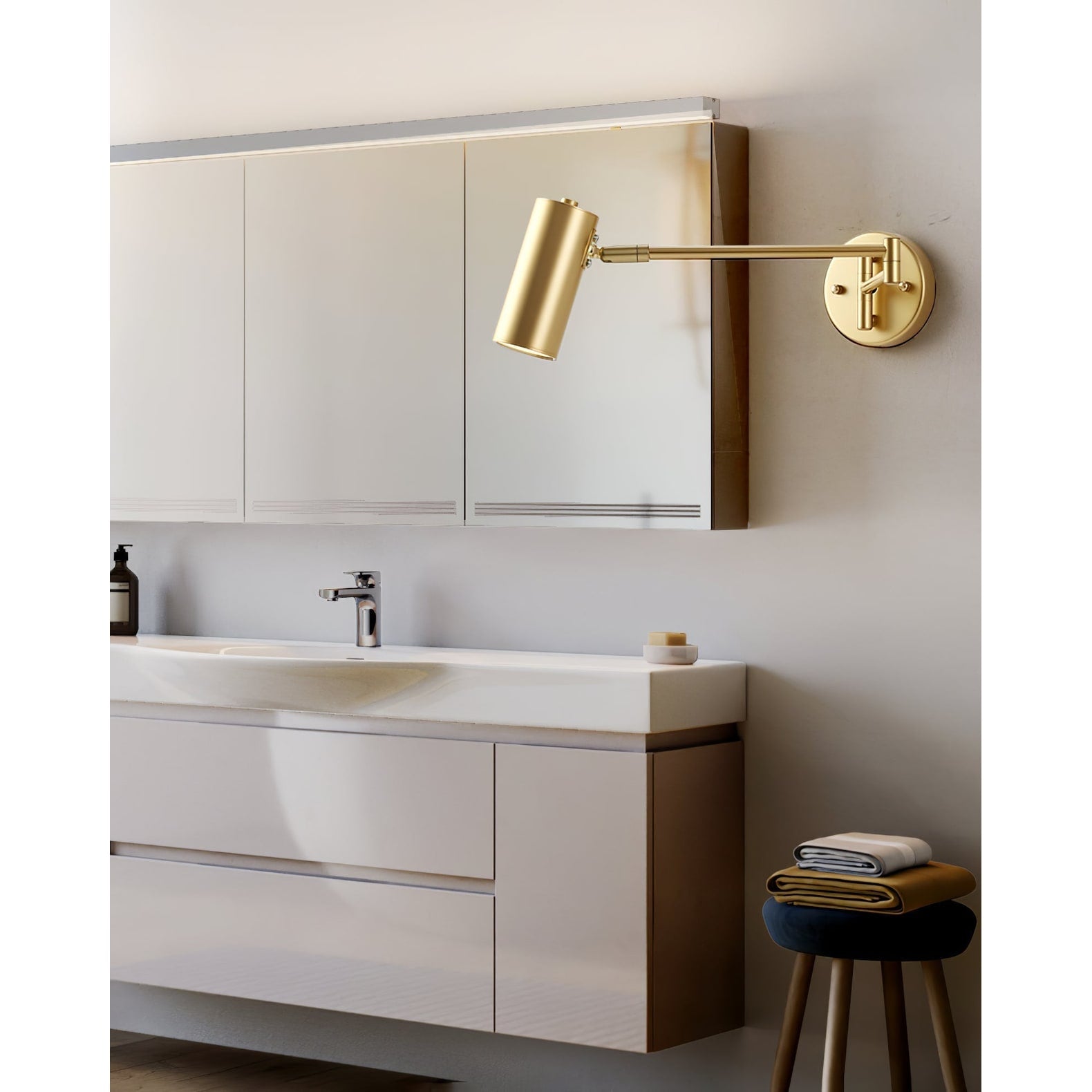 Wall Light Sconce with Adjustable Articulated Arm and Cylindrical Shade Exterior Lantern - Image 14