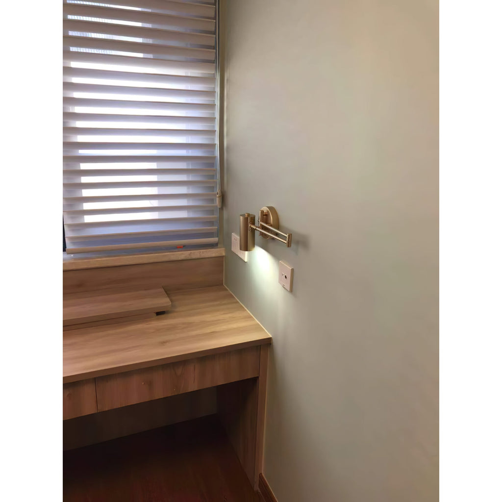 Wall Light Sconce with Adjustable Articulated Arm and Cylindrical Shade Exterior Lantern - Image 17