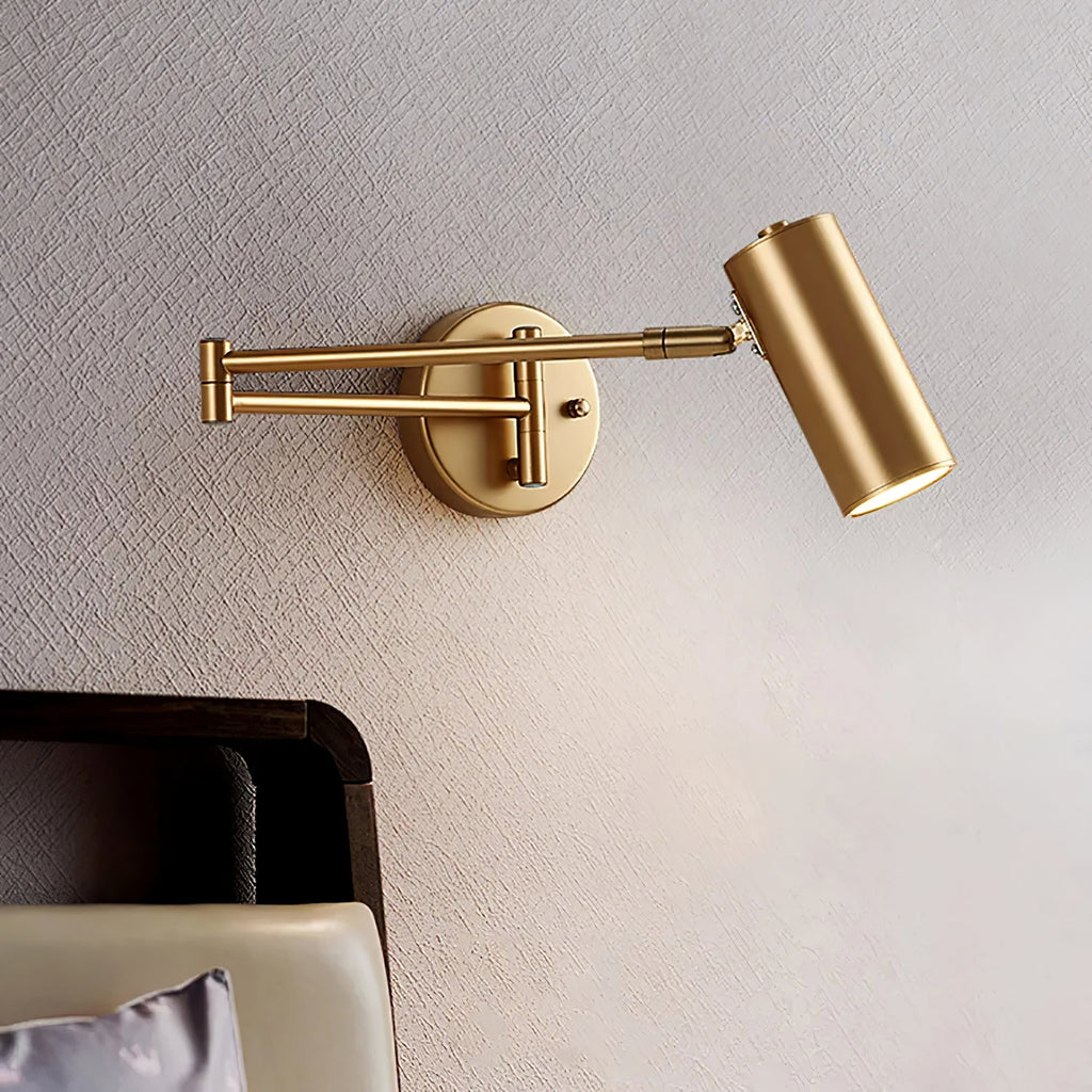 Wall Light Sconce with Adjustable Articulated Arm and Cylindrical Shade Exterior Lantern - Image 2