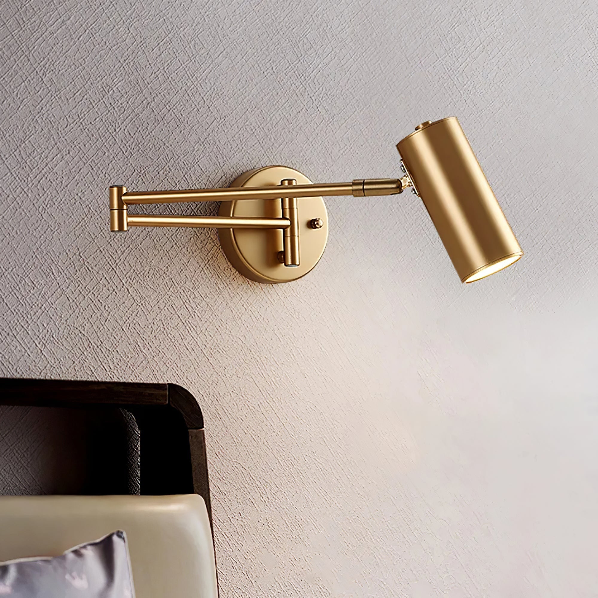 Wall Light Sconce with Adjustable Articulated Arm and Cylindrical Shade Exterior Lantern - Image 2