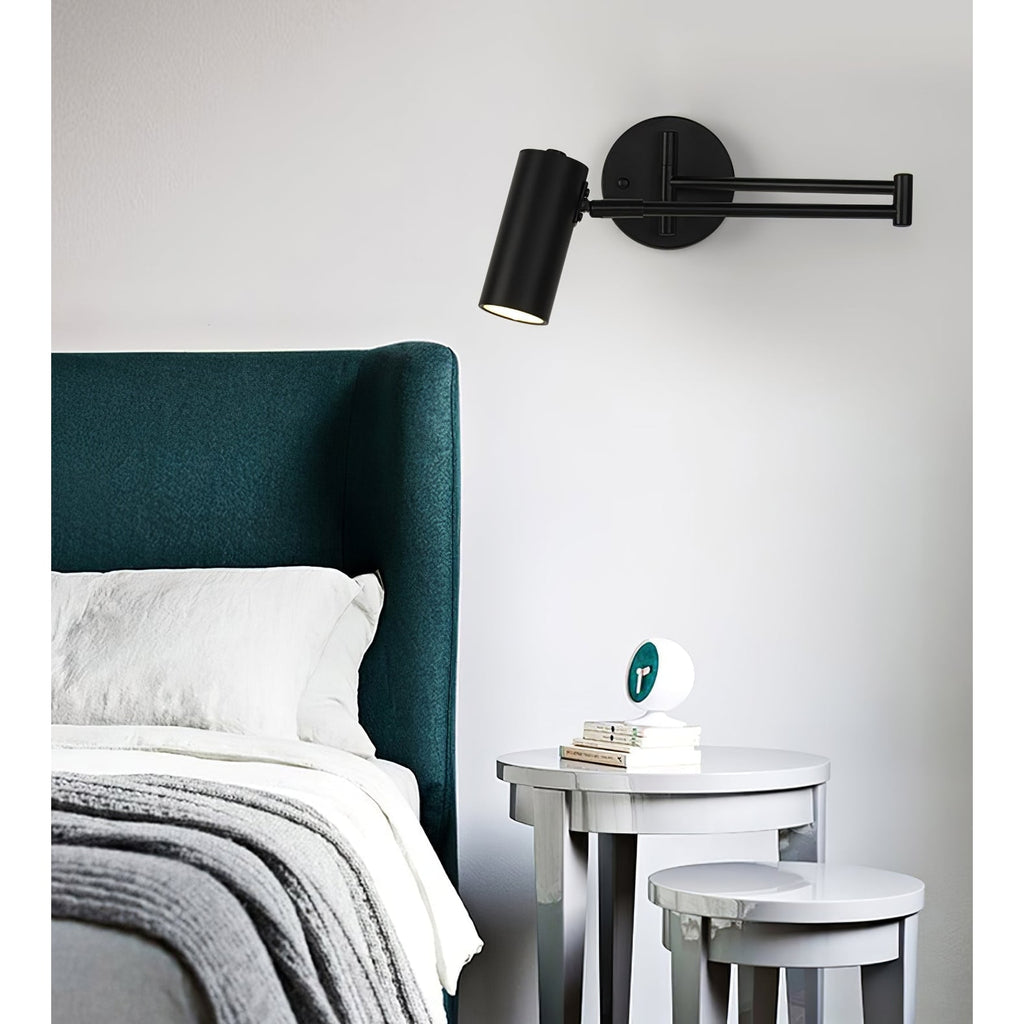 Wall Light Sconce with Adjustable Articulated Arm and Cylindrical Shade Exterior Lantern - Image 33