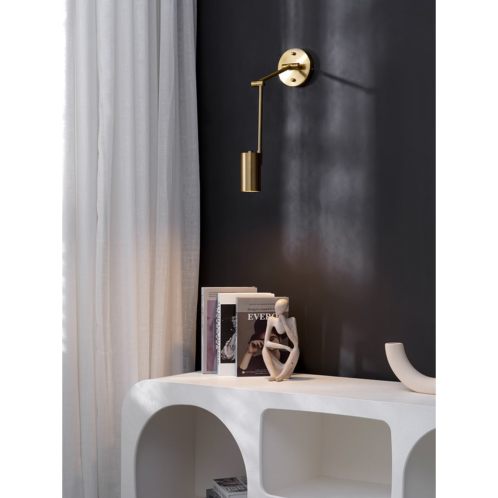 Wall Light Sconce with Adjustable Articulated Arm and Cylindrical Shade Exterior Lantern - Image 38