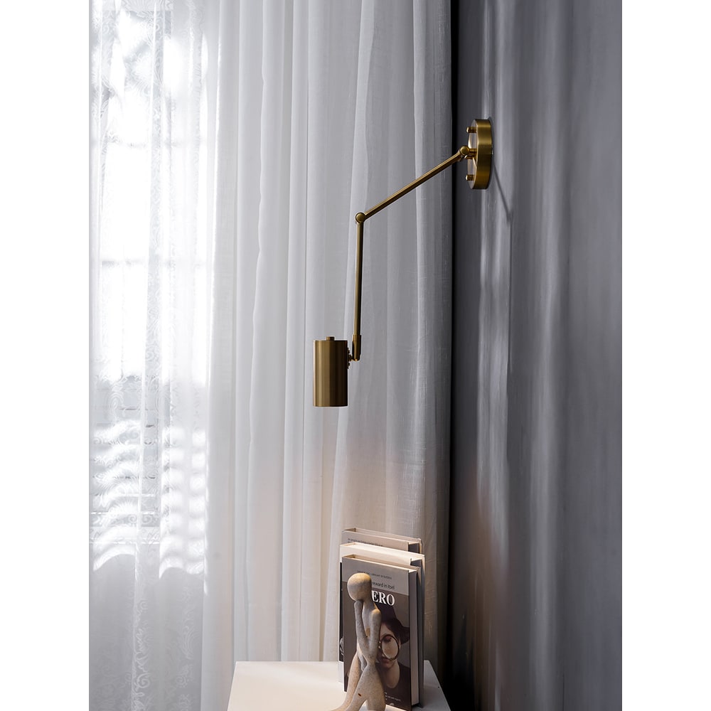 Wall Light Sconce with Adjustable Articulated Arm and Cylindrical Shade Exterior Lantern - Image 39