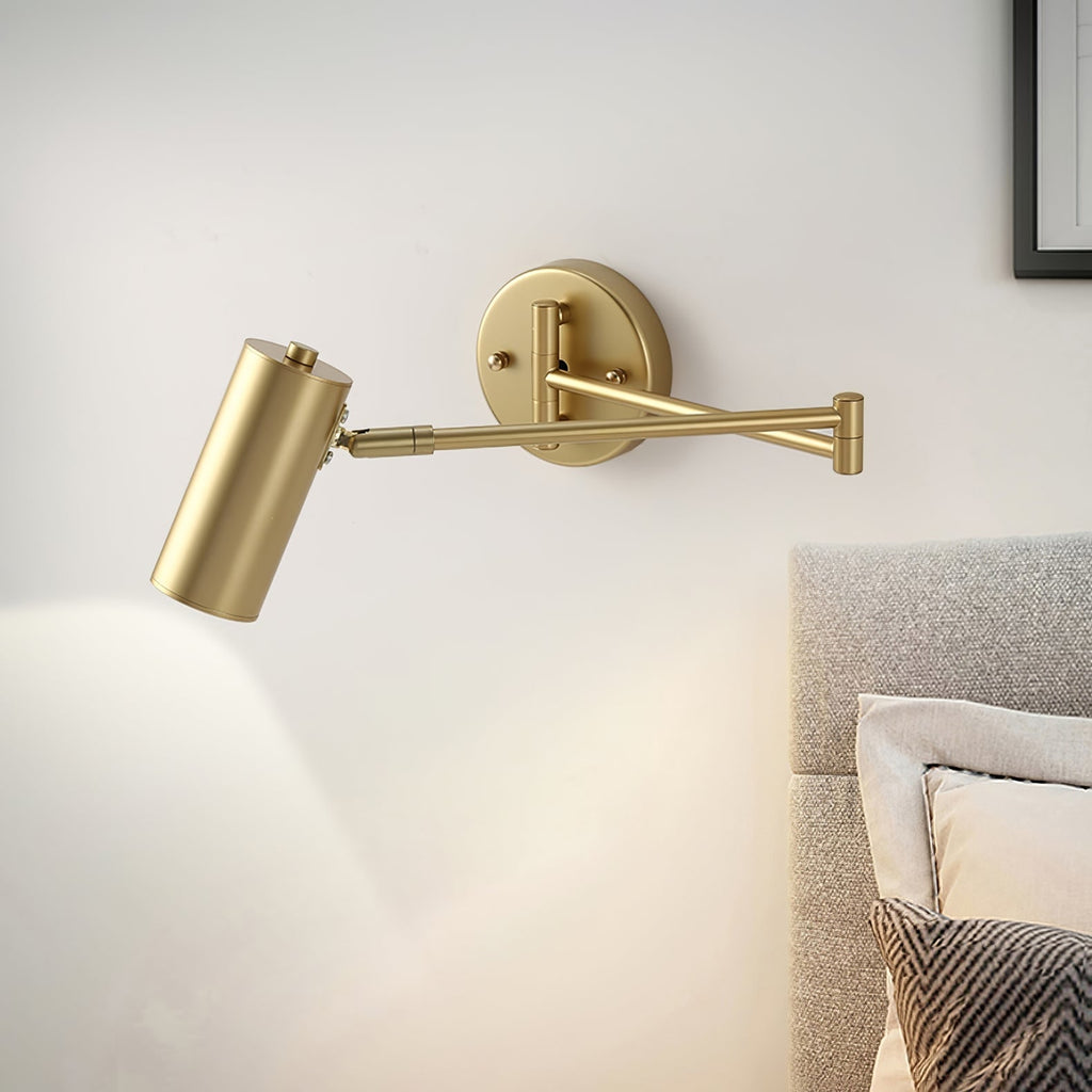 Wall Light Sconce with Adjustable Articulated Arm and Cylindrical Shade Exterior Lantern - Image 4