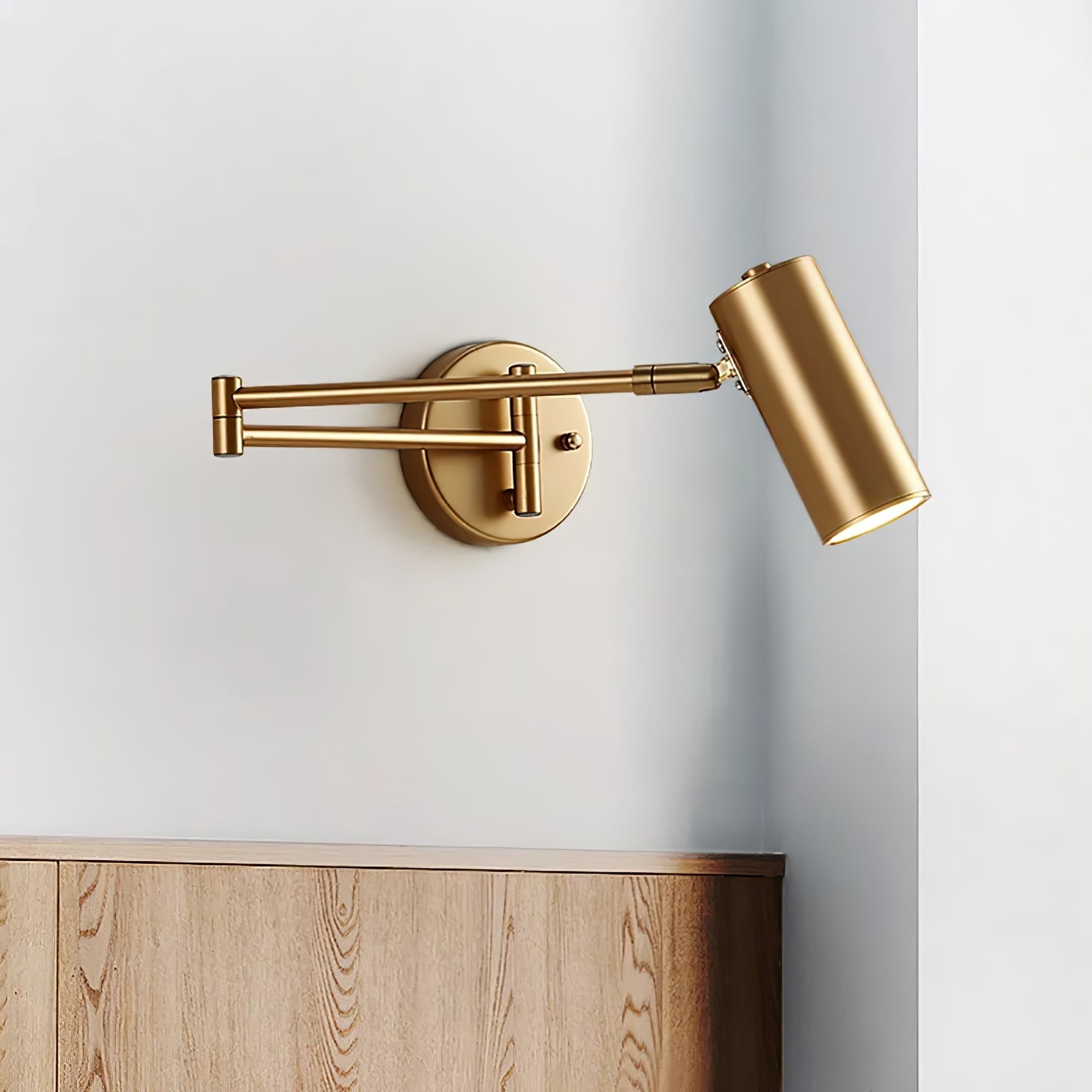 Wall Light Sconce with Adjustable Articulated Arm and Cylindrical Shade Exterior Lantern - Image 5
