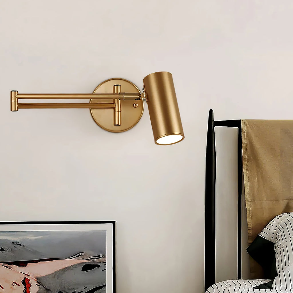 Wall Light Sconce with Adjustable Articulated Arm and Cylindrical Shade Exterior Lantern - Image 6