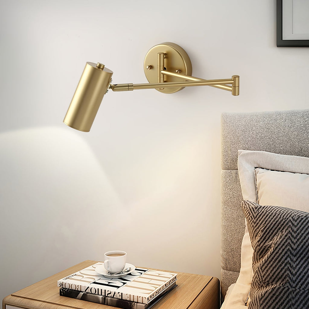 Wall Light Sconce with Adjustable Articulated Arm and Cylindrical Shade Exterior Lantern - Image 8